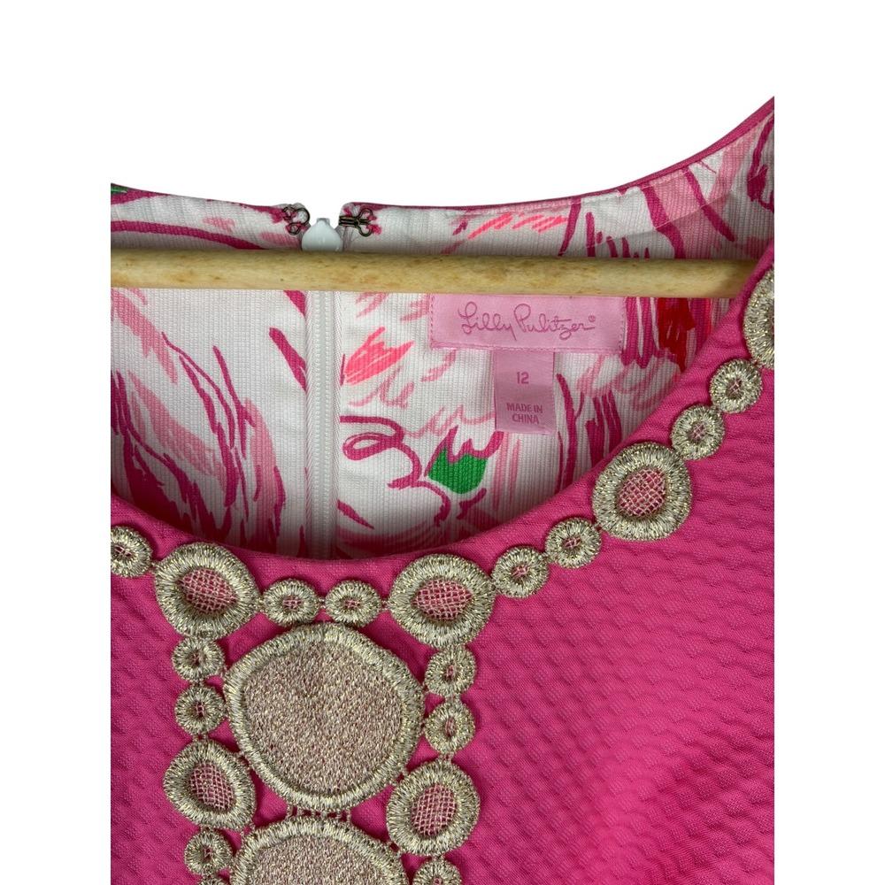 Lilly Pulitzer Rosie Shift Dress Pink/Gold Size 12‎ - Picture 4 of 9